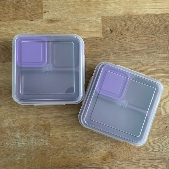 2-Pack Cool Gear Ez-Freeze Collapsible Bento Box Lunch Box Salad Container - Picture 2 of 7